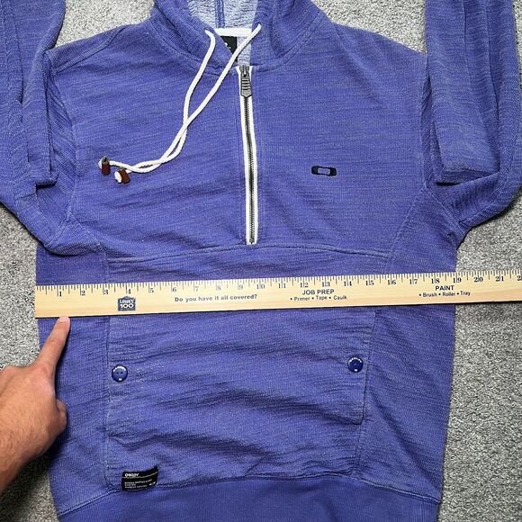 Oakley Quarter Zip Hoodie Sweatshirt Women's Purple S/P Pocket Long Sleeve - Picture 4 of 5